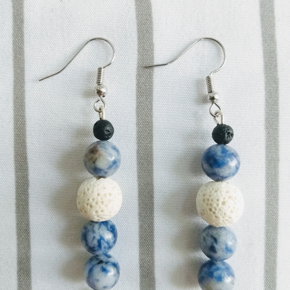 Blue Jasper Hamsa Aroma Earrings - Picture 5 of 9
